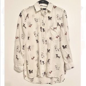 Max Jeans Dog Print Collar Long Sleeve Button Down